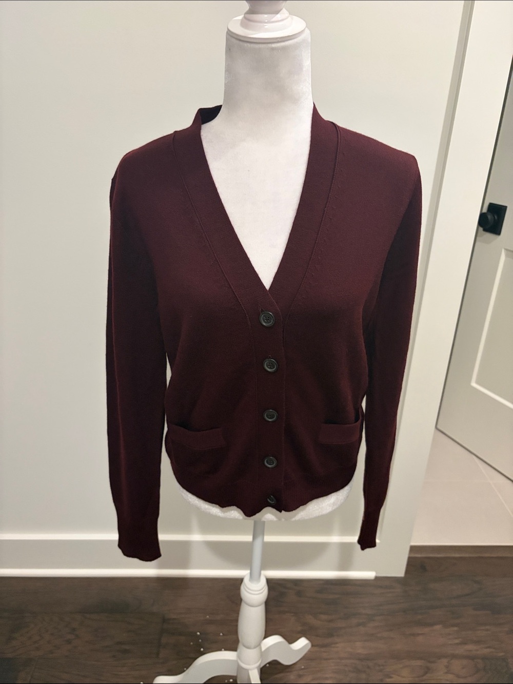 New with Tags JCrew Merino Wool Burgundy Cardigan Sz M